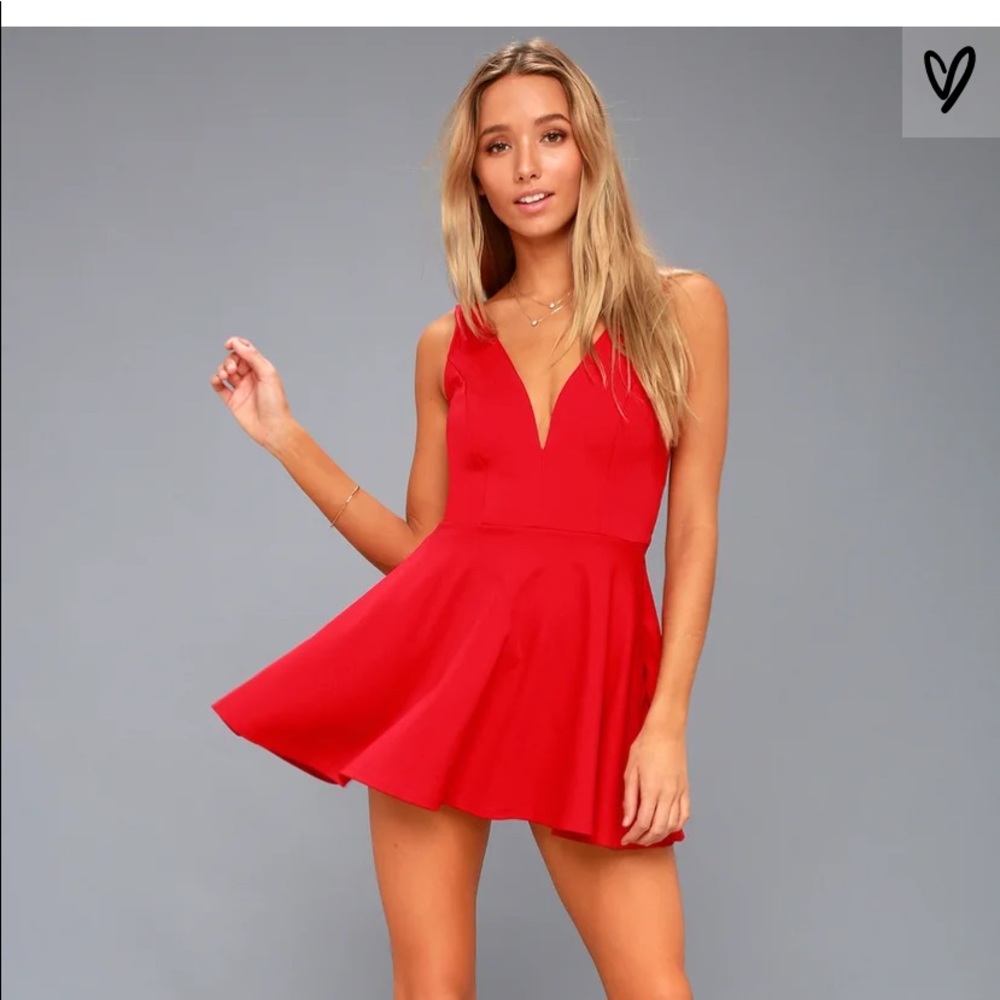 NWT XS Lulu’s Red “I Feel Good” Skort Dress